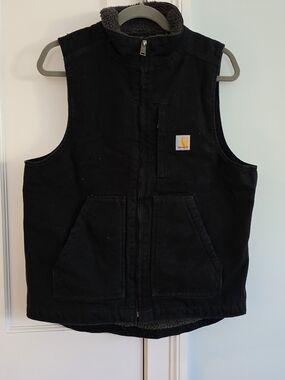 Carhartt 104277 - Washed Duck Mock Neck Vest - Sherpa Lined, S
